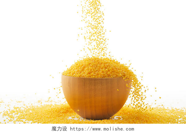粮食白底实拍木碗玉米糁五谷杂粮配图谷物节